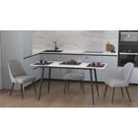 Стіл кухонний розкладний Данді на конусних ногах Ferrum-decor 75x120 160)x70 Чорний метал ДСП Білий 16 мм (FRD-106783)