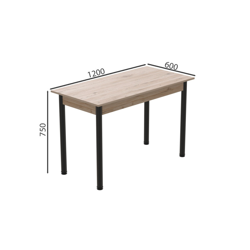 Стол кухонный Ferrum-decor Бенита 75x120x60 Черный ДСП Сан-Марино 16мм (FRD-105643)