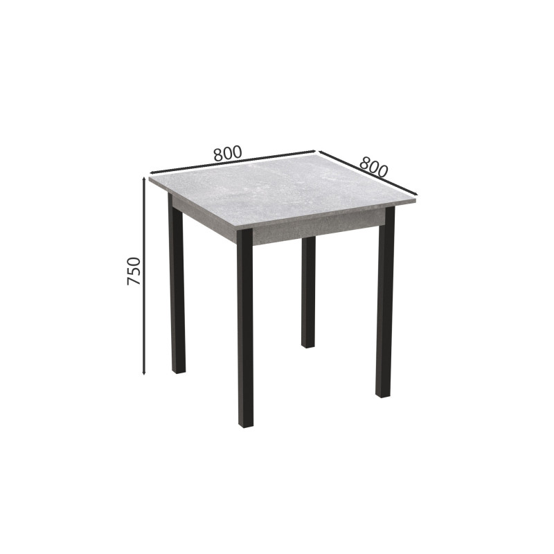 Стол кухонный Ferrum-decor Агата 75x90x90 Черный ДСП Бетон 16мм (FRD-105563)
