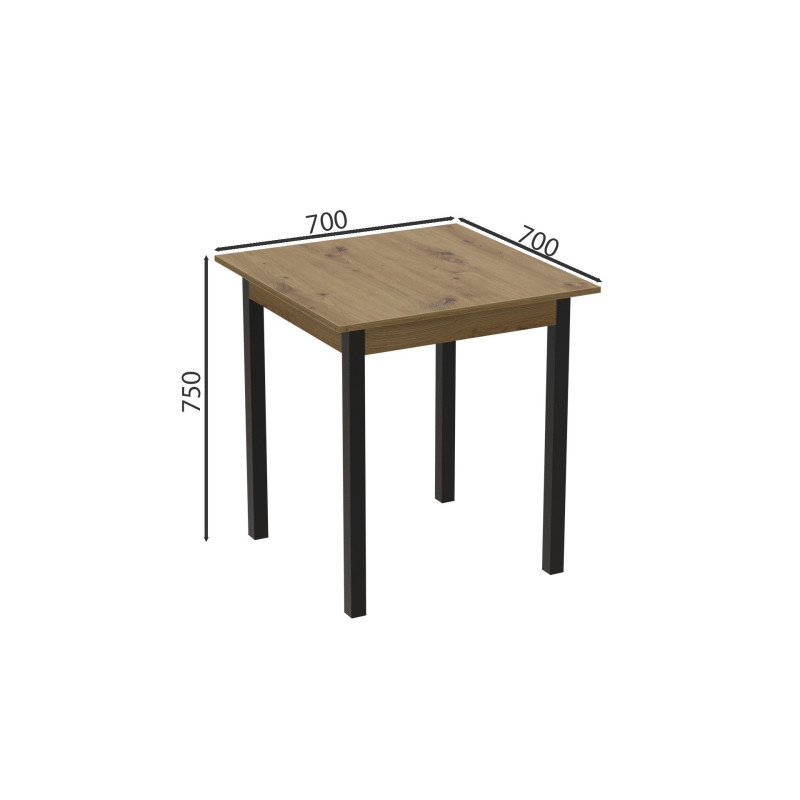 Стол кухонный Ferrum-decor Агата 75x70x70 Черный ДСП Дуб Артизан 16мм (FRD-105673)
