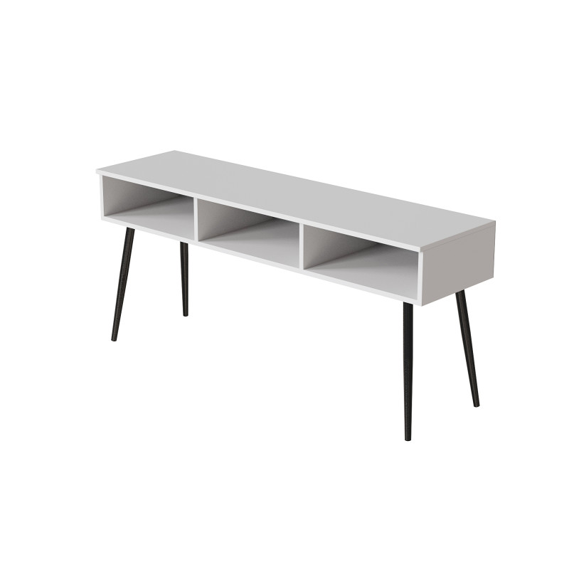 Тумба під телевізор Кентук Ferrum-decor 45x139x38 Чорний метал ДСП Білий 16 мм (FRD-106733)