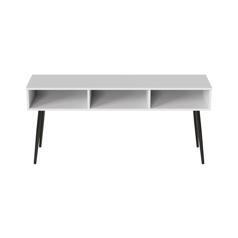 Тумба під телевізор Кентук Ferrum-decor 45x139x38 Чорний метал ДСП Білий 16 мм (FRD-106733)