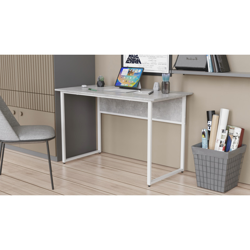 Стіл письмовий Коді Ferrum-decor 75x100x60 Білий метал ДСП Бетон 32 мм (FRD-106583)