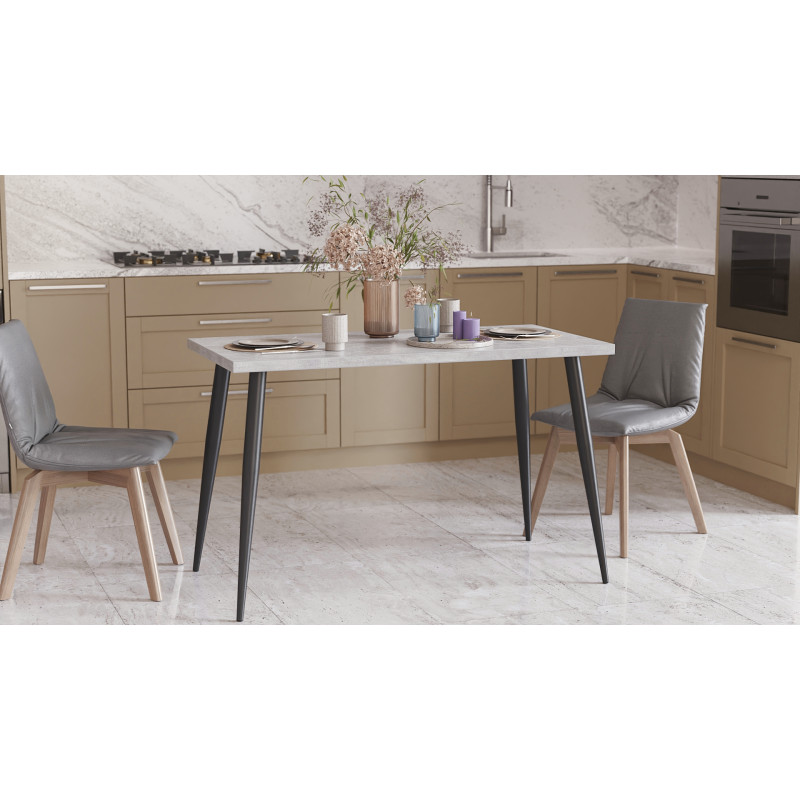 Стол кухонный Марсель 50 Ferrum-decor 75x120x70 Черный металл ДСП Бетон 32 мм (FRD-106703)