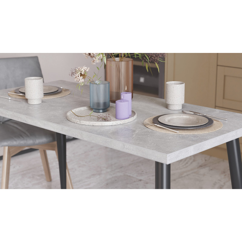 Стол кухонный Марсель 50 Ferrum-decor 75x120x70 Черный металл ДСП Бетон 32 мм (FRD-106703)