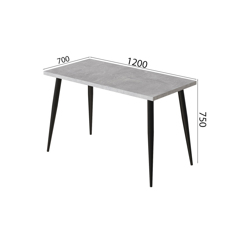 Стол кухонный Марсель 50 Ferrum-decor 75x120x70 Черный металл ДСП Бетон 32 мм (FRD-106703)
