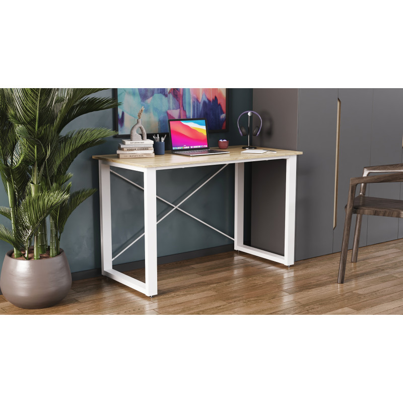 Письмовий стіл Ferrum-decor Драйв 750x1200x600 Білий метал ДСП Дуб Сонома 16 мм (FRD-103125)