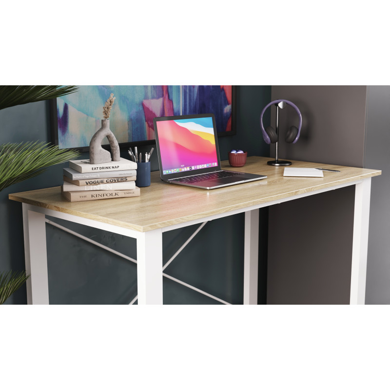 Письмовий стіл Ferrum-decor Драйв 750x1200x600 Білий метал ДСП Дуб Сонома 16 мм (FRD-103125)