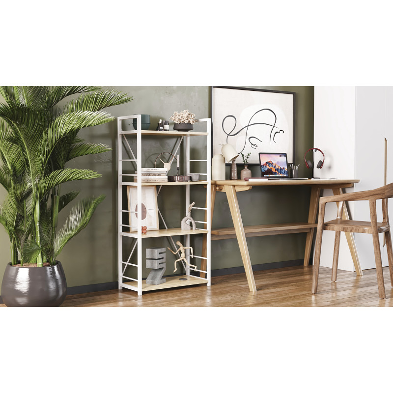 Етажерка 4/60 Ferrum-decor Серії Конект 120x60x28 білий ДСП Дуб Сонома 16мм (FRD-104245)