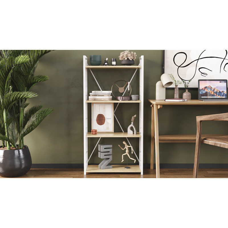 Етажерка 4/60 Ferrum-decor Серії Конект 120x60x28 білий ДСП Дуб Сонома 16мм (FRD-104245)