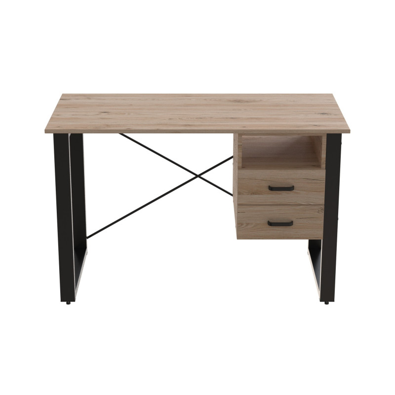 Письмовий стіл із ящиками Ferrum-decor Оскар 750x1400x600 метал Чорний ДСП Дуб Сан-Марино 16 мм (FRD-103235)