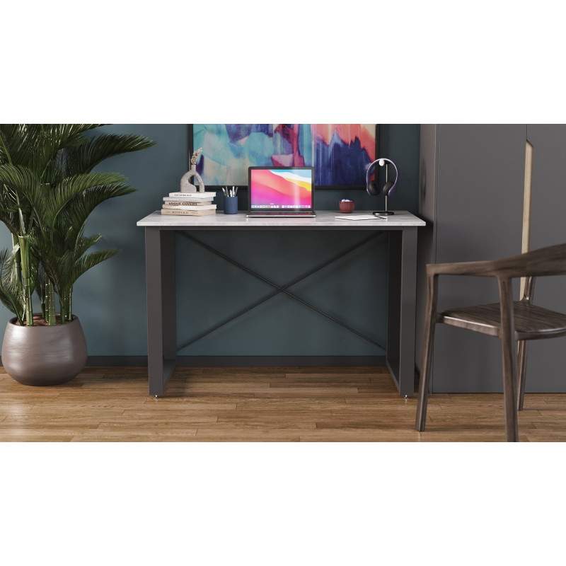 Письмовий стіл Ferrum-decor Драйв 750x1400x600 Чорний метал ДСП Бетон 16 мм (FRD-103135)