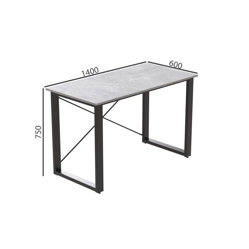 Письмовий стіл Ferrum-decor Драйв 750x1400x600 Чорний метал ДСП Бетон 16 мм (FRD-103135)