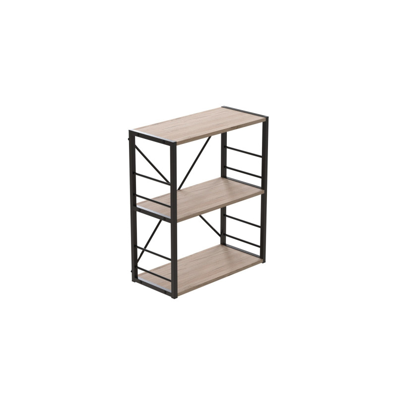 Етажерка 3/60 Ferrum-decor Серії Конект 73x60x28 чорний ДСП Дуб Сан-Марино 16мм (FRD-104255)