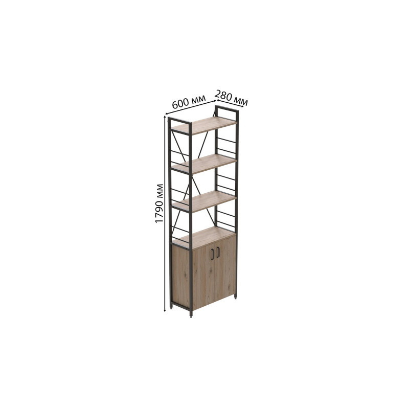 Етажерка 4/60 Ferrum-decor Серії Конект з тумбою 179x60x28 Чорний ДСП Сан-Марино (FRD-104485)