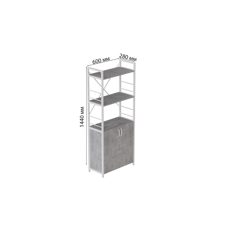 Етажерка 3/60 Ferrum-decor Серії Конект із тумбою 144x60x28 Білий ДСП Бетон (FRD-104455)