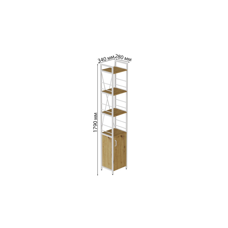 Етажерка 4/34 Ferrum-decor Серії Конект із тумбою 179x34x28 Білий ДСП Артизан (FRD-104475)