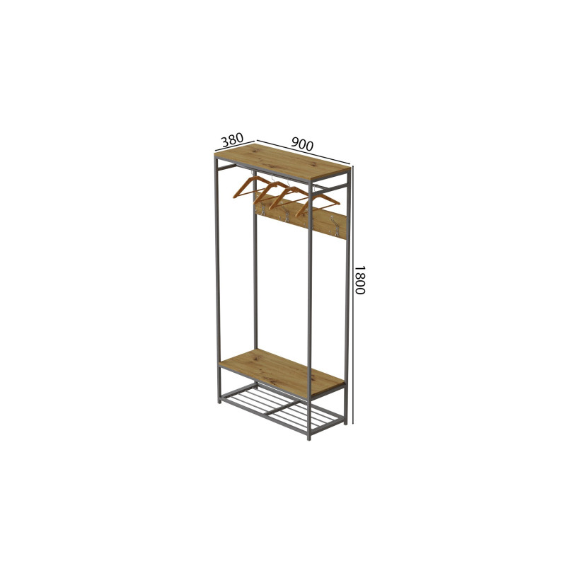 Вешалка напольная модульная Ferrum-decor Трелис 15 180x90x38 серый ДСП Дуб Артизан 16мм (FRD-104375)