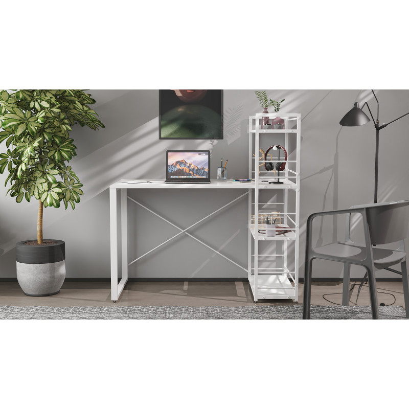 Письмовий стіл Ferrum-decor Серії Конект з етажеркою 75x120x600 білий ДСП Біле 16мм (FRD-104225)