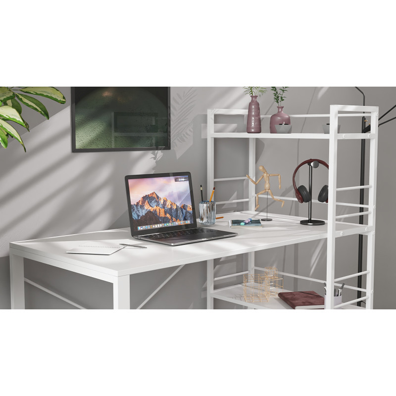 Письмовий стіл Ferrum-decor Серії Конект з етажеркою 75x120x600 білий ДСП Біле 16мм (FRD-104225)