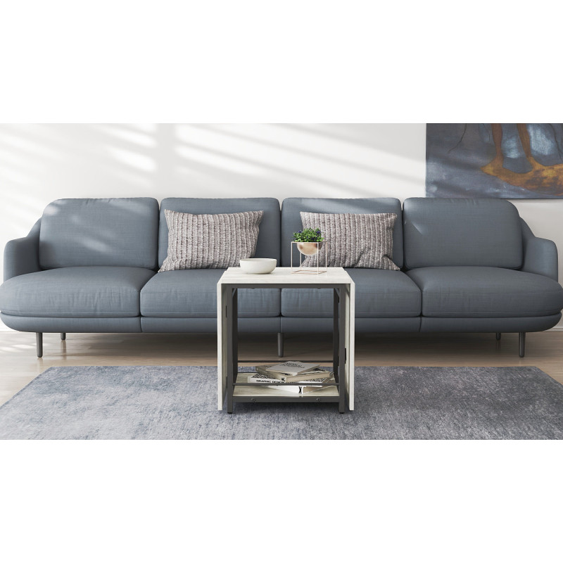 Стіл журнальний трансформер Куб Комбо Ferrum-decor 540x532x500 Чорний метал ДСП Бетон 16 мм (FRD-105155)
