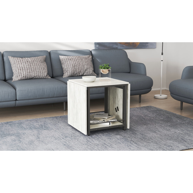 Стіл журнальний трансформер Куб Комбо Ferrum-decor 540x532x500 Чорний метал ДСП Бетон 16 мм (FRD-105155)