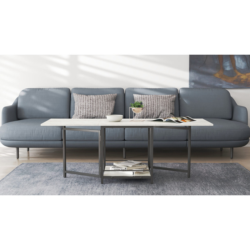 Стіл журнальний трансформер Куб Комбо Ferrum-decor 540x532x500 Чорний метал ДСП Бетон 16 мм (FRD-105155)