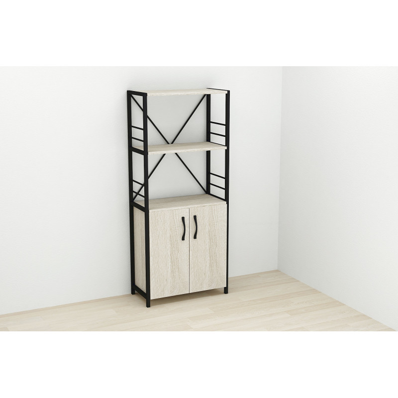 Етажерка 3/60 Ferrum-decor Серії Конект із тумбою 144x60x28 Чорний ДСП Сонома (FRD-104445)