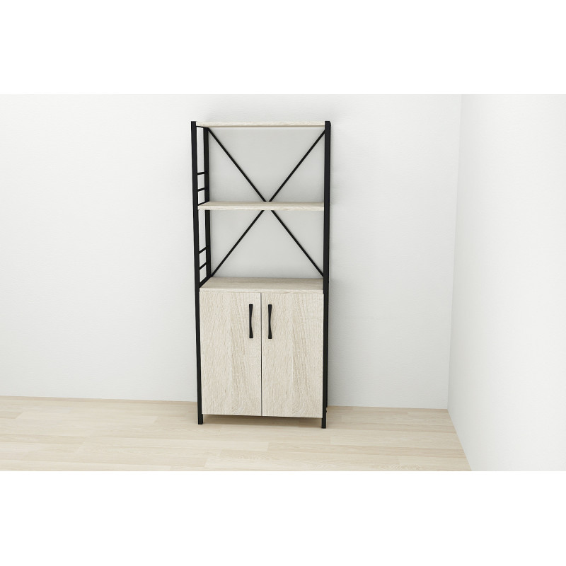 Етажерка 3/60 Ferrum-decor Серії Конект із тумбою 144x60x28 Чорний ДСП Сонома (FRD-104445)