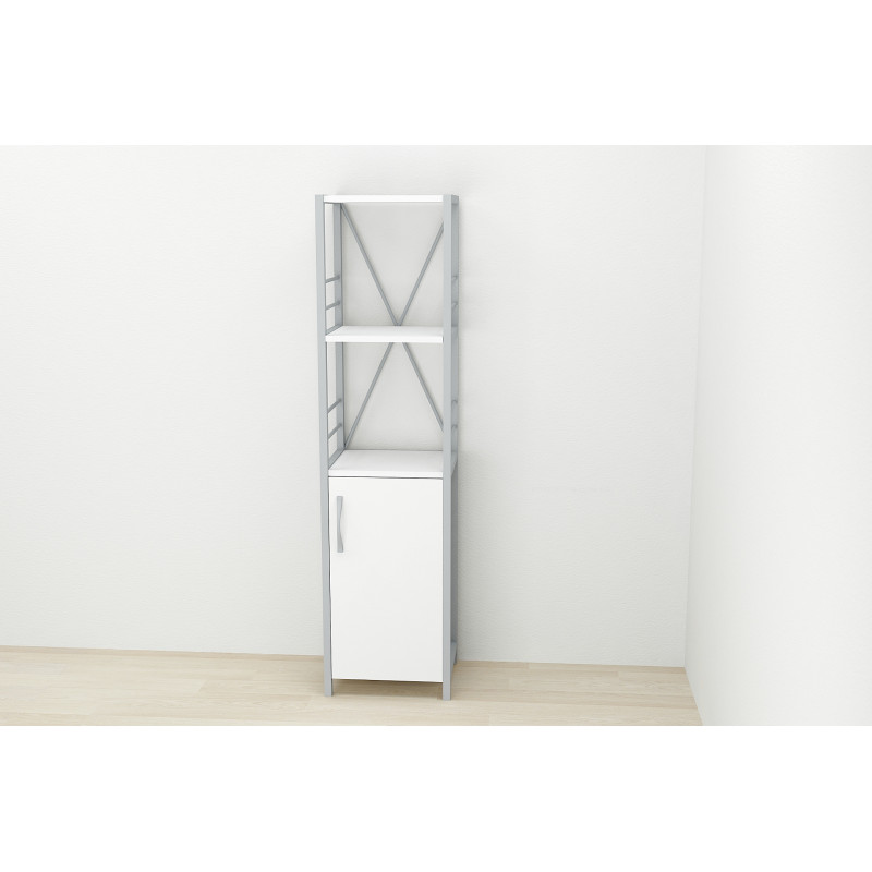 Этажерка 3/34 Ferrum-decor Серии Конект с тумбой 144x34x28 Серый ДСП Белое (FRD-104435)