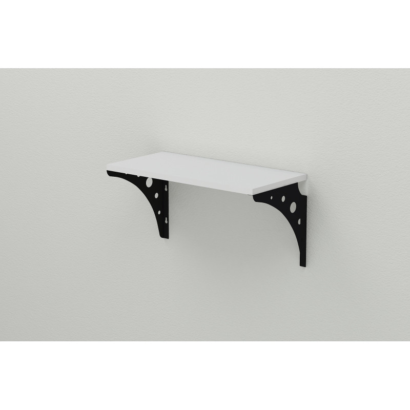 Полиця настінна Ferrum-decor Ханді 2 240x600x240 метал Чорний ДСП Біле 16 мм (FRD-102575)