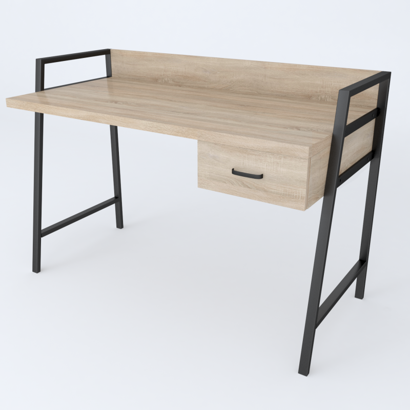 Письмовий стіл Ferrum-decor Комфорт 750x1000x600 Чорний метал ДСП Дуб Сонома 32 мм (FRD-103425)