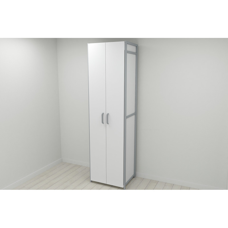 Шкаф Гардероб Уни секция 6 серии Конект Ferrum-decor 220x60x50см Серый металл ДСП Белый 16 мм (FRD-104575)
