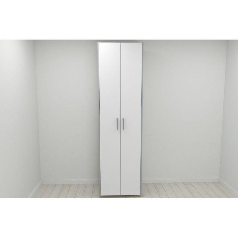 Шкаф Гардероб Уни секция 6 серии Конект Ferrum-decor 220x60x50см Серый металл ДСП Белый 16 мм (FRD-104575)