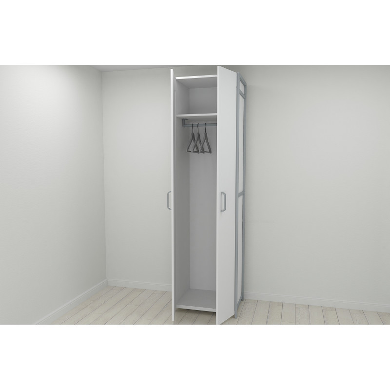 Шкаф Гардероб Уни секция 6 серии Конект Ferrum-decor 220x60x50см Серый металл ДСП Белый 16 мм (FRD-104575)