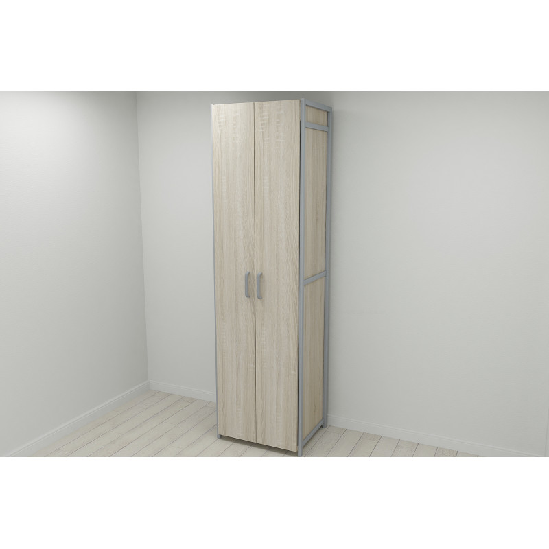 Шафа Гардероб Уні секція 7 серії Конект Ferrum-decor 220x60x50см Сірий метал ДСП Дуб Сонома 16 мм (FRD-104565)