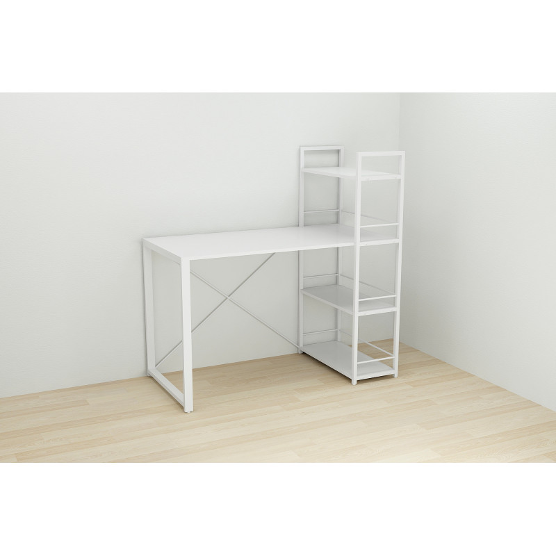Письмовий стіл Ferrum-decor Серії Конект з етажеркою 75x120x600 білий ДСП Біле 16мм (FRD-104225)