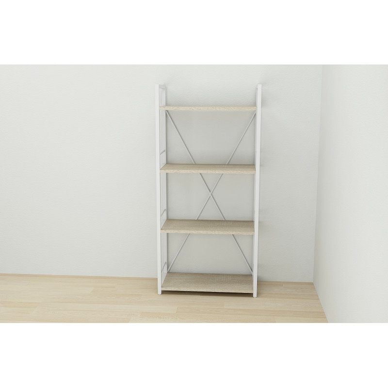 Етажерка 4/60 Ferrum-decor Серії Конект 120x60x28 білий ДСП Дуб Сонома 16мм (FRD-104245)