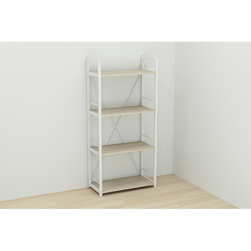 Етажерка 4/60 Ferrum-decor Серії Конект 120x60x28 білий ДСП Дуб Сонома 16мм (FRD-104245)