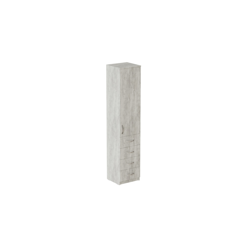 Пенал Анжело Ferrum-decor на 3 полки с дверью и 4 ящиками 1900x400x380 ДСП Бетон 16 мм (FRD-104935)