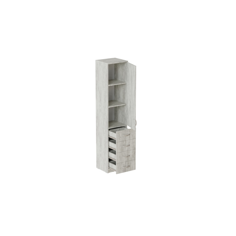 Пенал Анжело Ferrum-decor на 3 полки с дверью и 4 ящиками 1900x400x380 ДСП Бетон 16 мм (FRD-104935)
