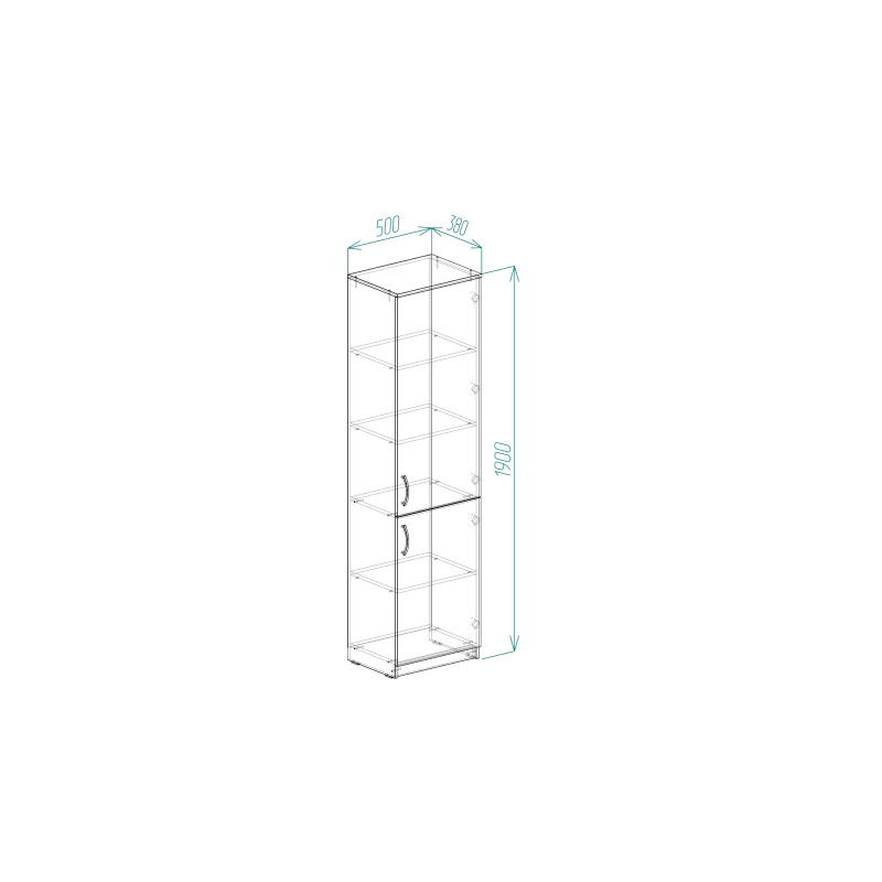 Пенал Анжело Ferrum-decor на 5 полок с 2 дверями 1900x500x380 ДСП Дуб Сан-Марино 16 мм (FRD-104955)