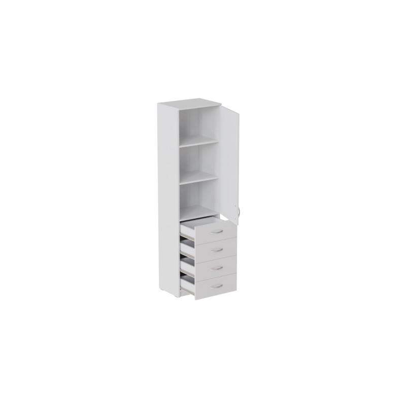 Пенал Анжело Ferrum-decor на 3 полки с дверью и 4 ящиками 1900x500x380 ДСП Белое 16 мм (FRD-104965)
