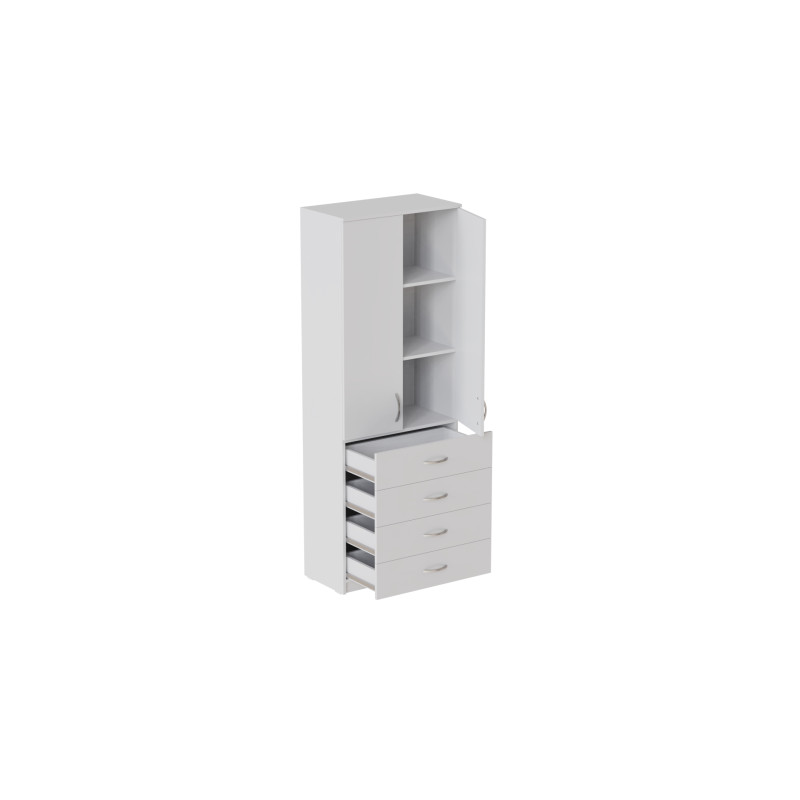 Шкаф Анжело Ferrum-decor на 3 полок с 2 дверями и 4 ящика 1900x700x380 ДСП Белое 16 мм (FRD-105025)