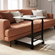 Стол приставной Ferrum-decor Френу 62x40x60 металл Черный ДСП Белое 16мм (FRD-102505)