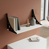 Полиця настінна Ferrum-decor Ханді 2 240x600x240 метал Чорний ДСП Біле 16 мм (FRD-102575)