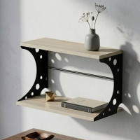 Полка настенная Ferrum-decor Букин 330x500x240 металл Черный ДСП Сонома 16 мм (FRD-102845)