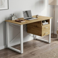 Письмовий стіл із ящиками Ferrum-decor Оскар 750x1200x600 метал Білий ДСП Дуб Артизан 16 мм (FRD-103225)