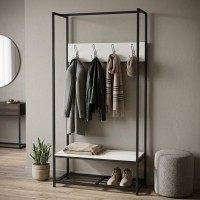 Вішалка модульна підлогова Ferrum-decor Треліс 13 180x90x38 чорний ДСП Біле 16мм (FRD-104325)