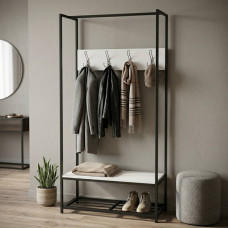 Вешалка напольная модульная Ferrum-decor Трелис 13 180x90x38 черный ДСП Белое 16мм (FRD-104325)